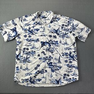 Ralph Lauren Casual Button-Down Lazy Beach Foral Print 100% Cotton 2XLT Fishing